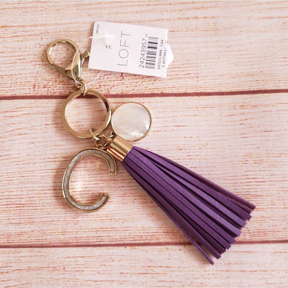 LOFT Leather Initial "C" Tassel Keychain/Handbag Charm